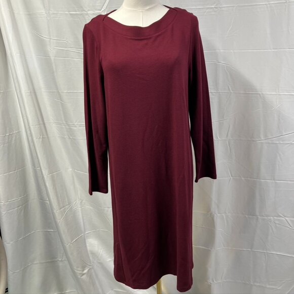 J. Jill Wearever Collection Long Sleeve Knit Dress Maroon Womens MP New‎ Classic - Picture 3 of 14